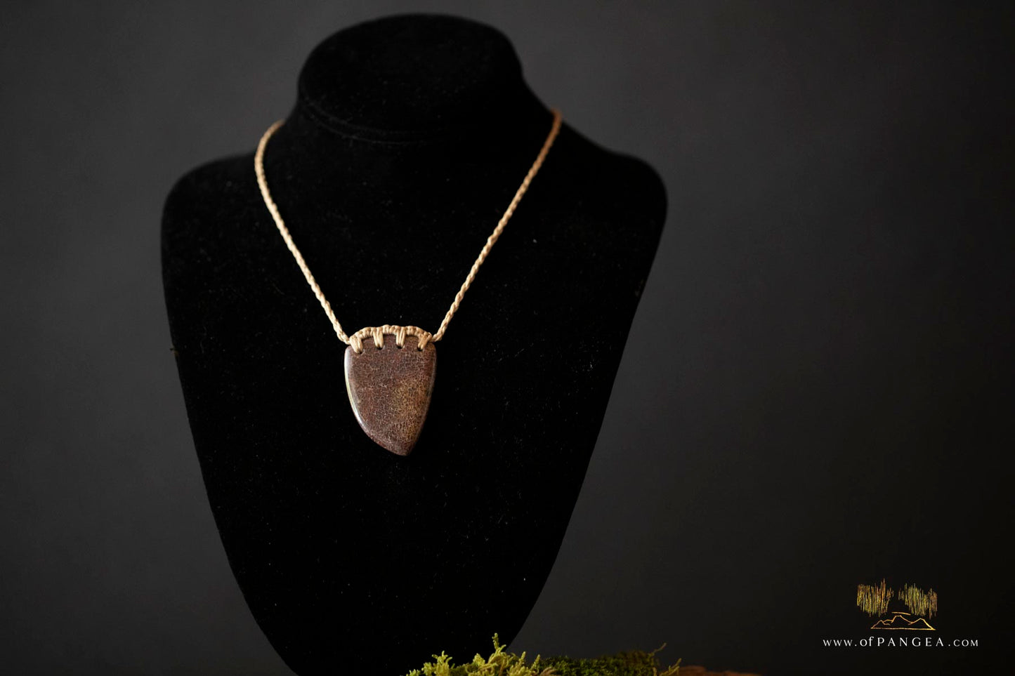 Dinosaur gembone necklace - abalone toggle