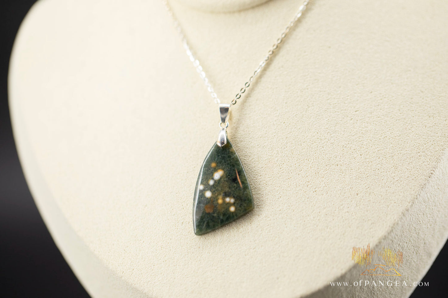 Ocean Jasper Drop Pendant and Italian Sterling Silver Chain || JF1054