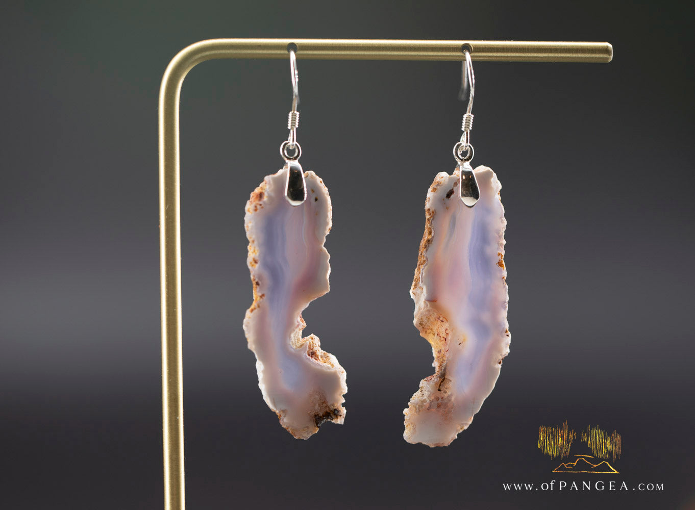 Lavender agate slice earrings - sterling silver || JF1096