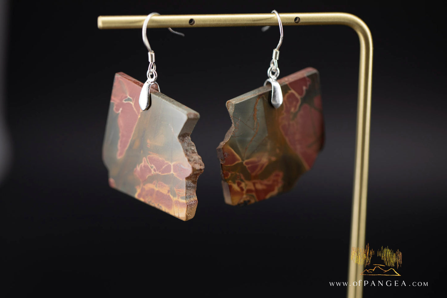 Picasso Jasper freeform earrings (Red Creek) - Sterling Silver || JF1184