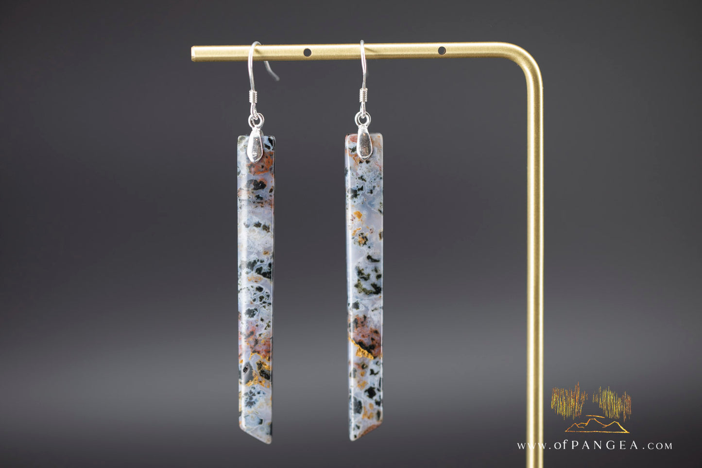 Ocean Jasper Pillar earrings - Sterling Silver || JF1209