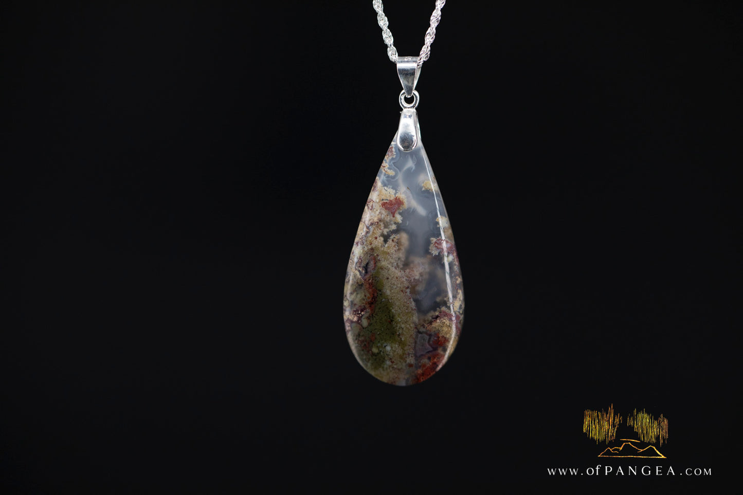 Moss Agate Pendant - Necklace sterling silver || JF1260