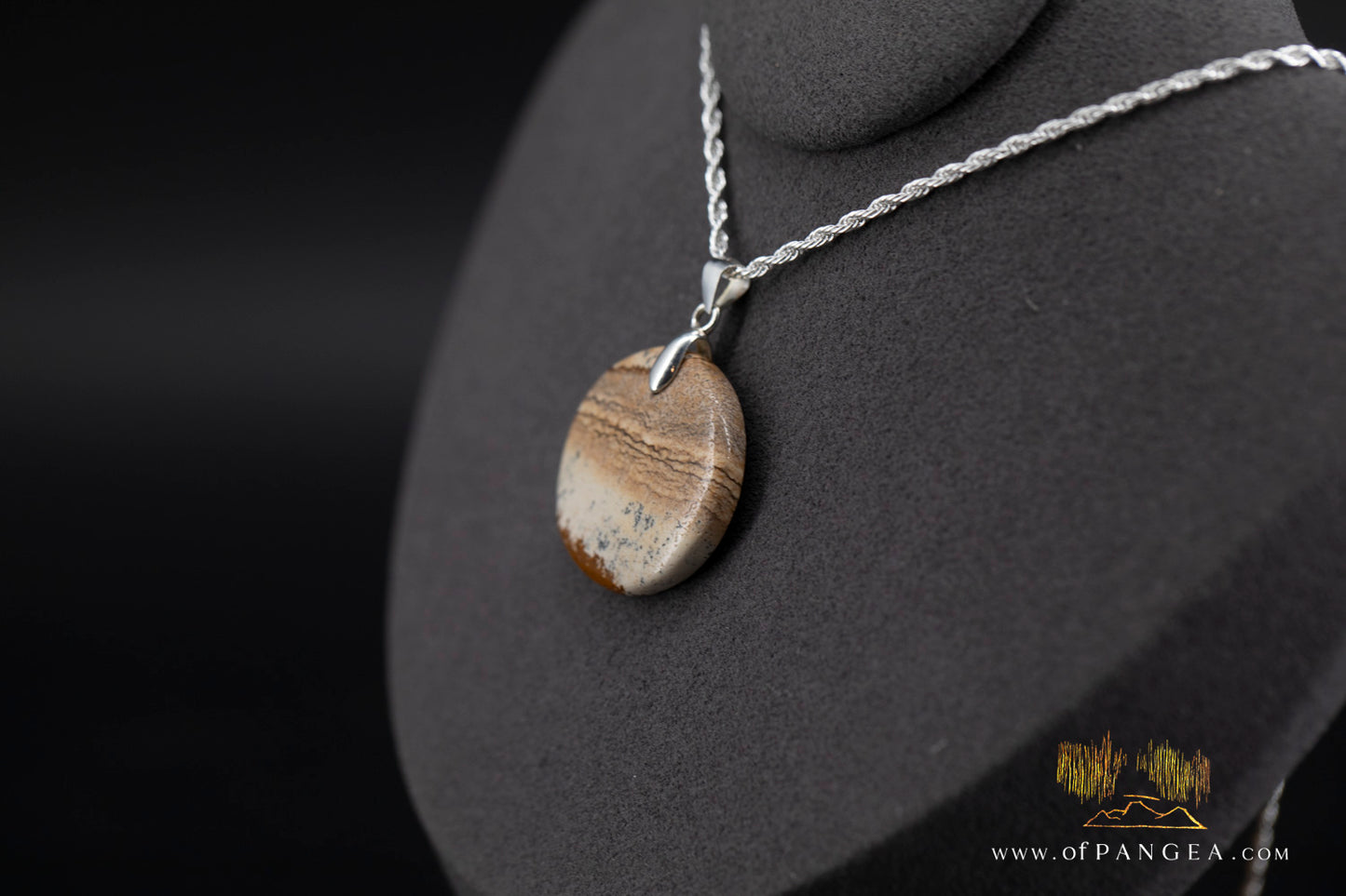Picture Jasper Circle Necklace - Italian Sterling Silver || JF1316