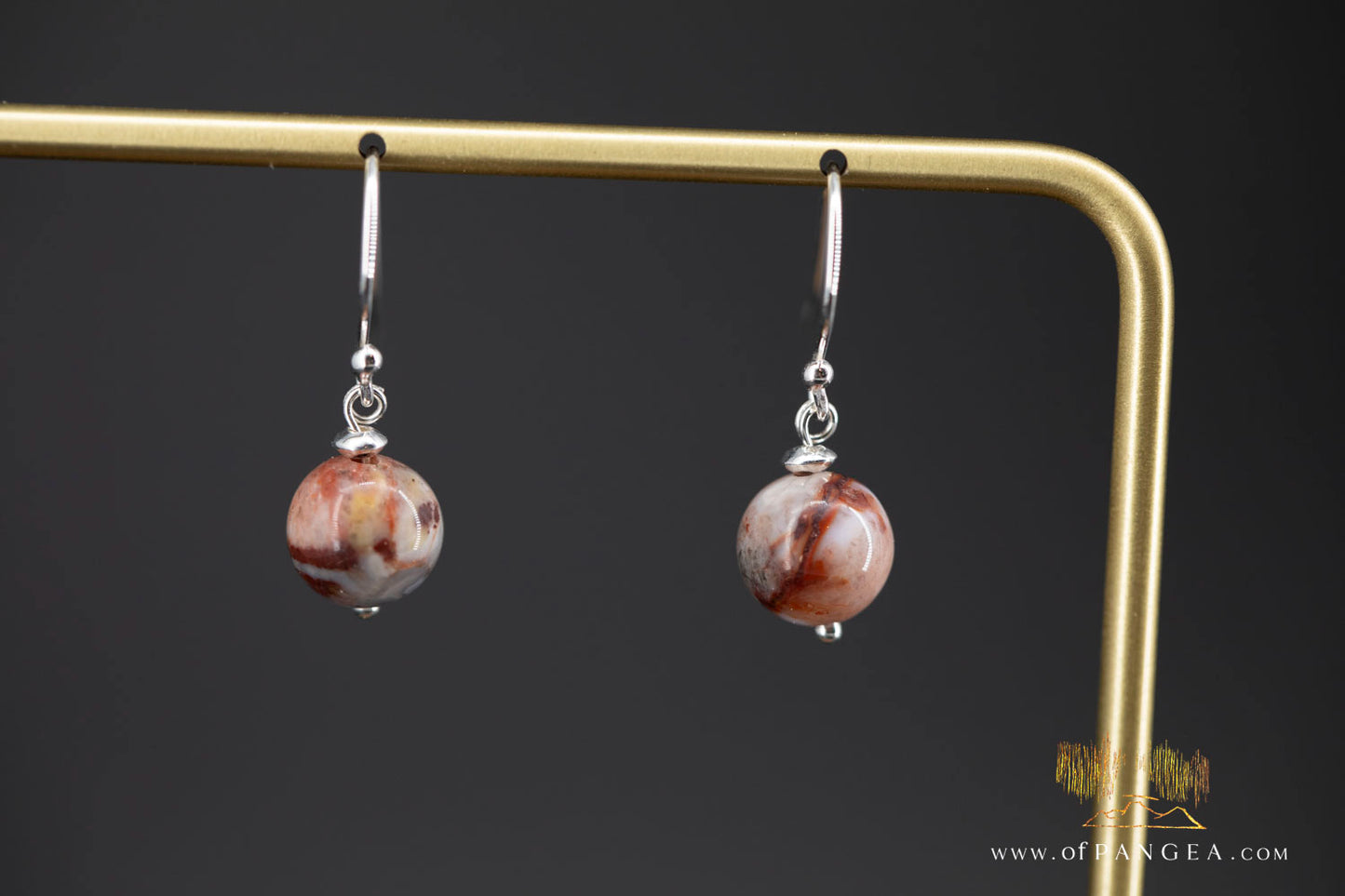 Lacey Agate bead earrings - sterling silver || JF1447