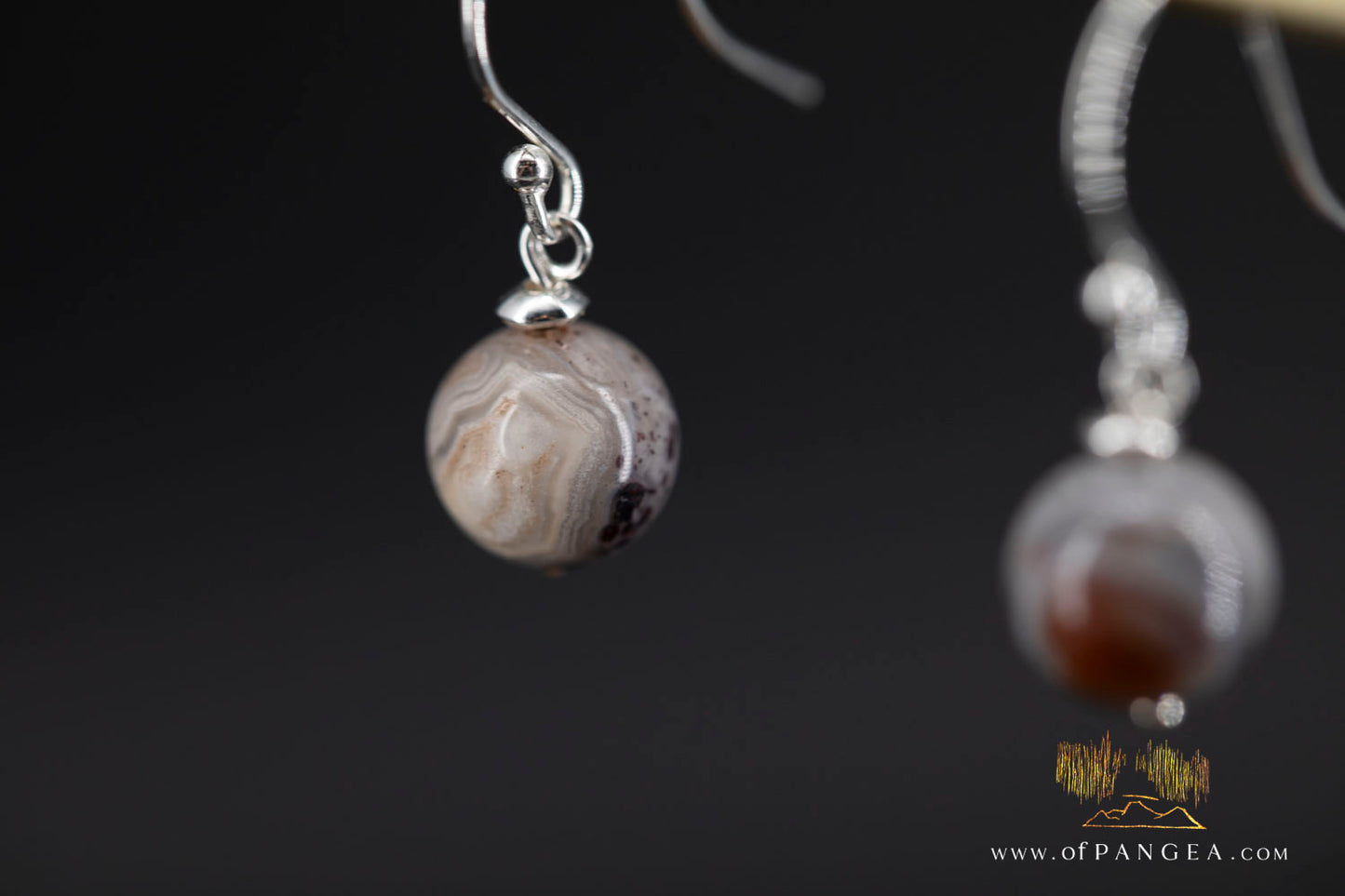Lacey Agate bead earrings - sterling silver || JF1448