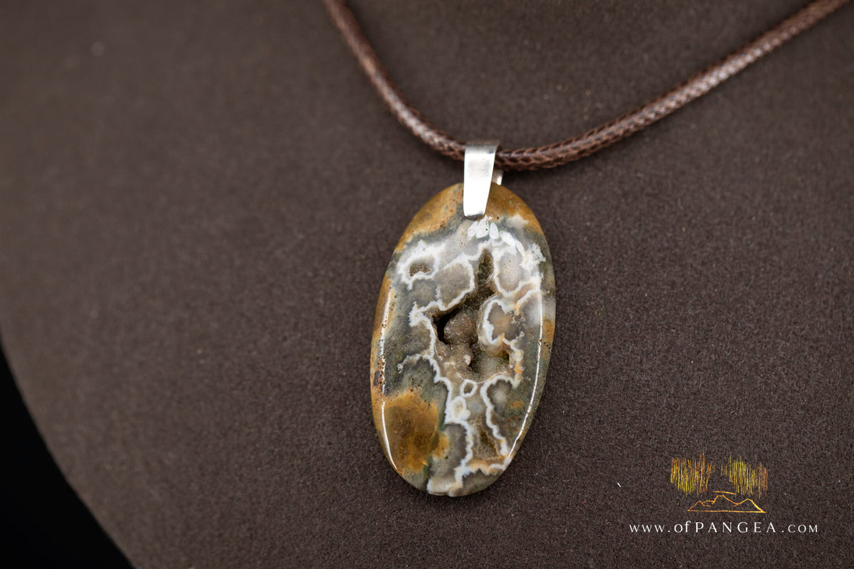 Ocean Jasper Statement Necklace - Italian leather cord || JF1507