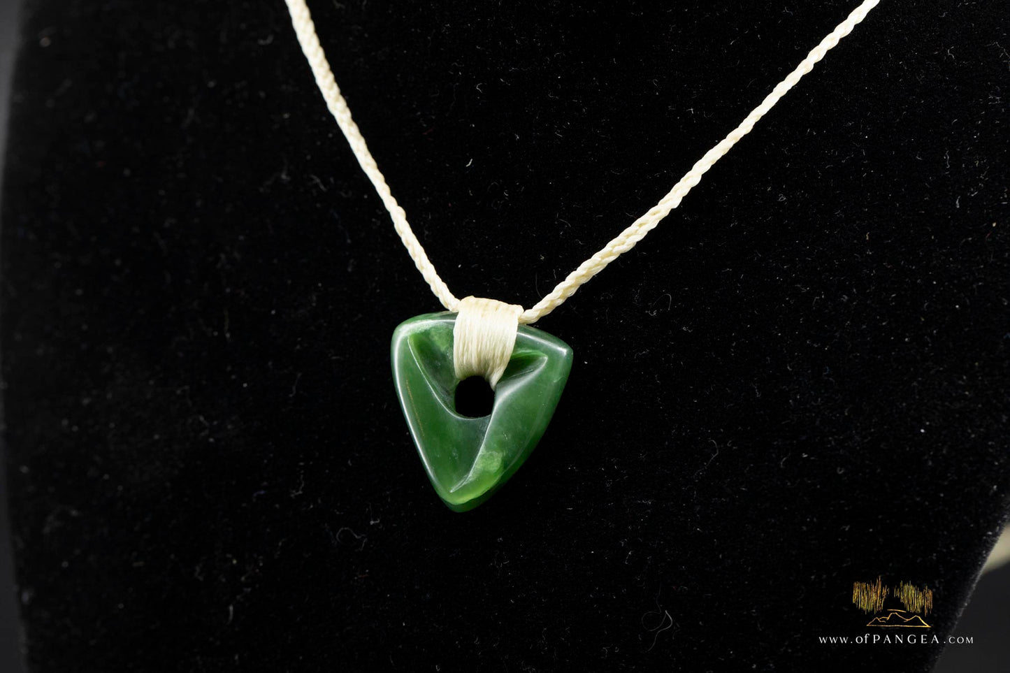 Möbius Strip pendant carved from kahurangi pounamu - nephrite jade - white cord necklace