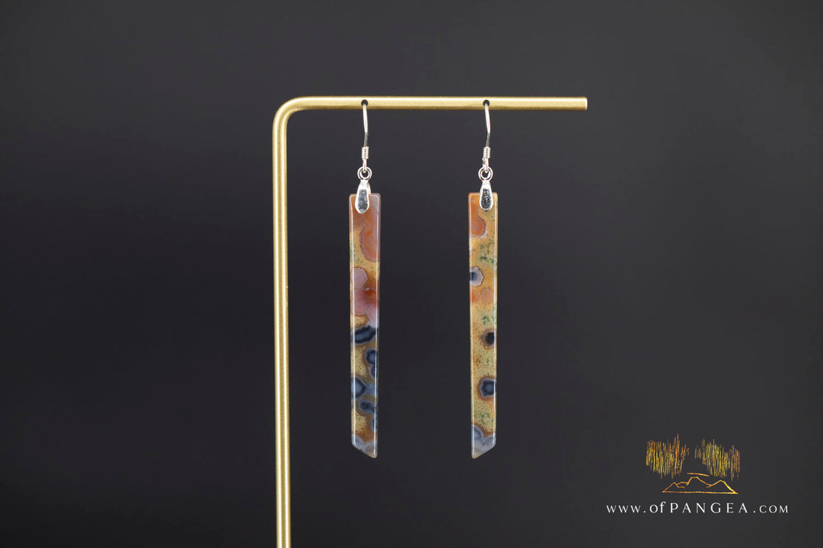 Ocean Jasper Pillar earrings - Sterling Silver || JF1901