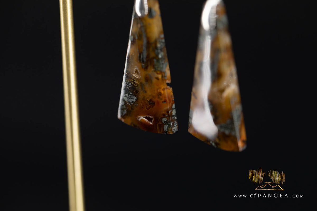 Marcasite Agate Earrings - Italian Sterling Silver || JF2083
