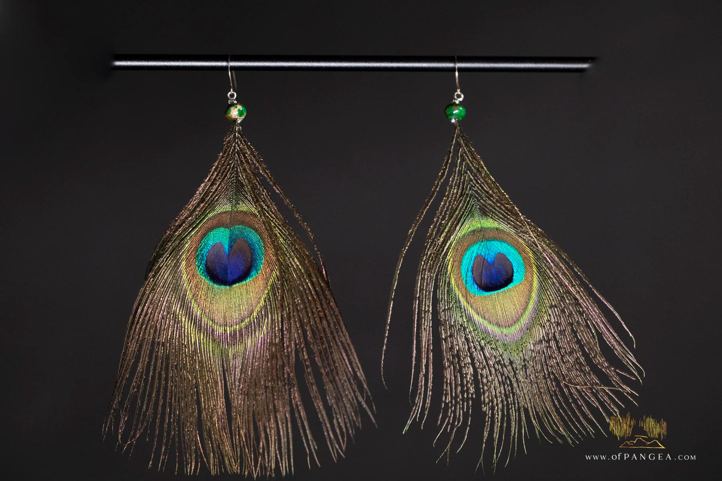 Peacock feather earrings – Imperial Jasper - Sterling Silver || JF321