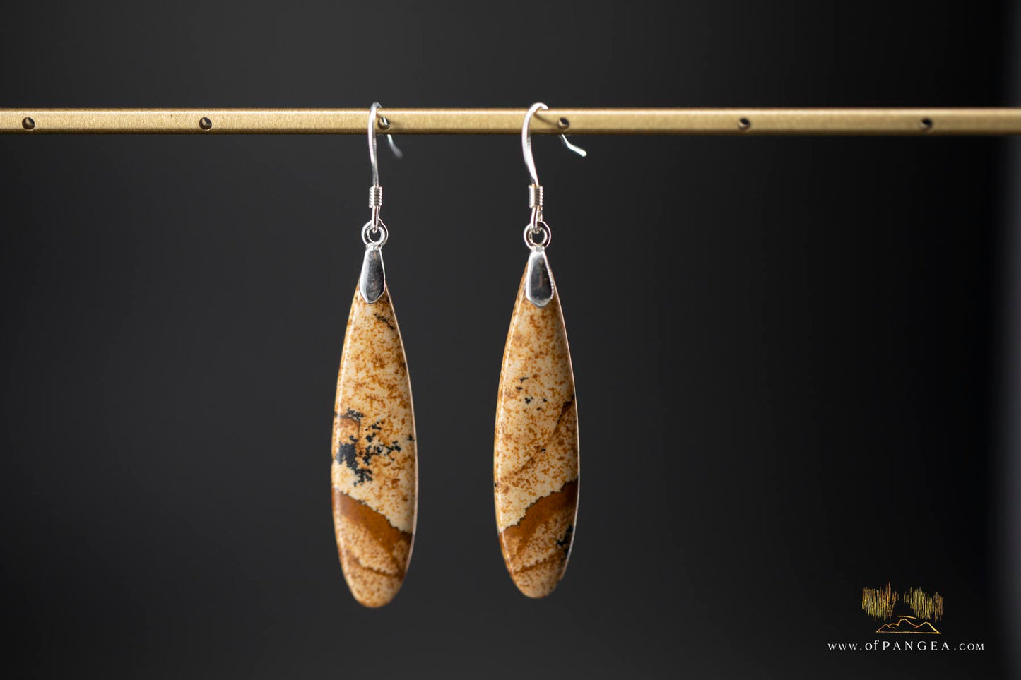 Journal Jasper slim teardrop earrings - Sterling Silver || JF652