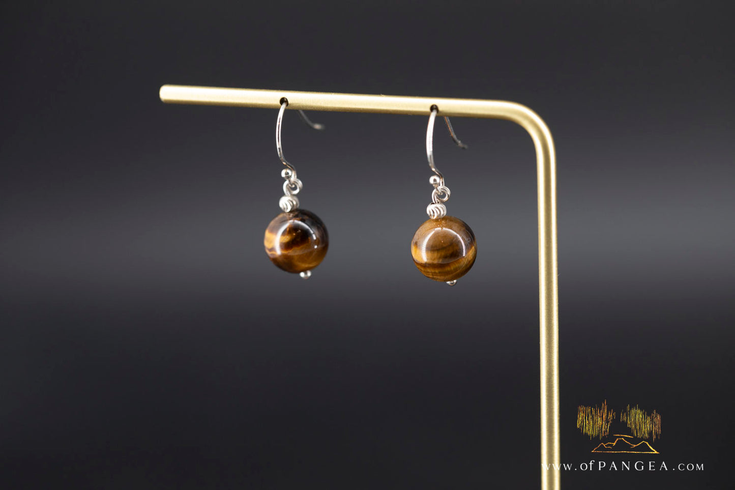 Tigers Eye bead earrings - Sterling Silver || JF656