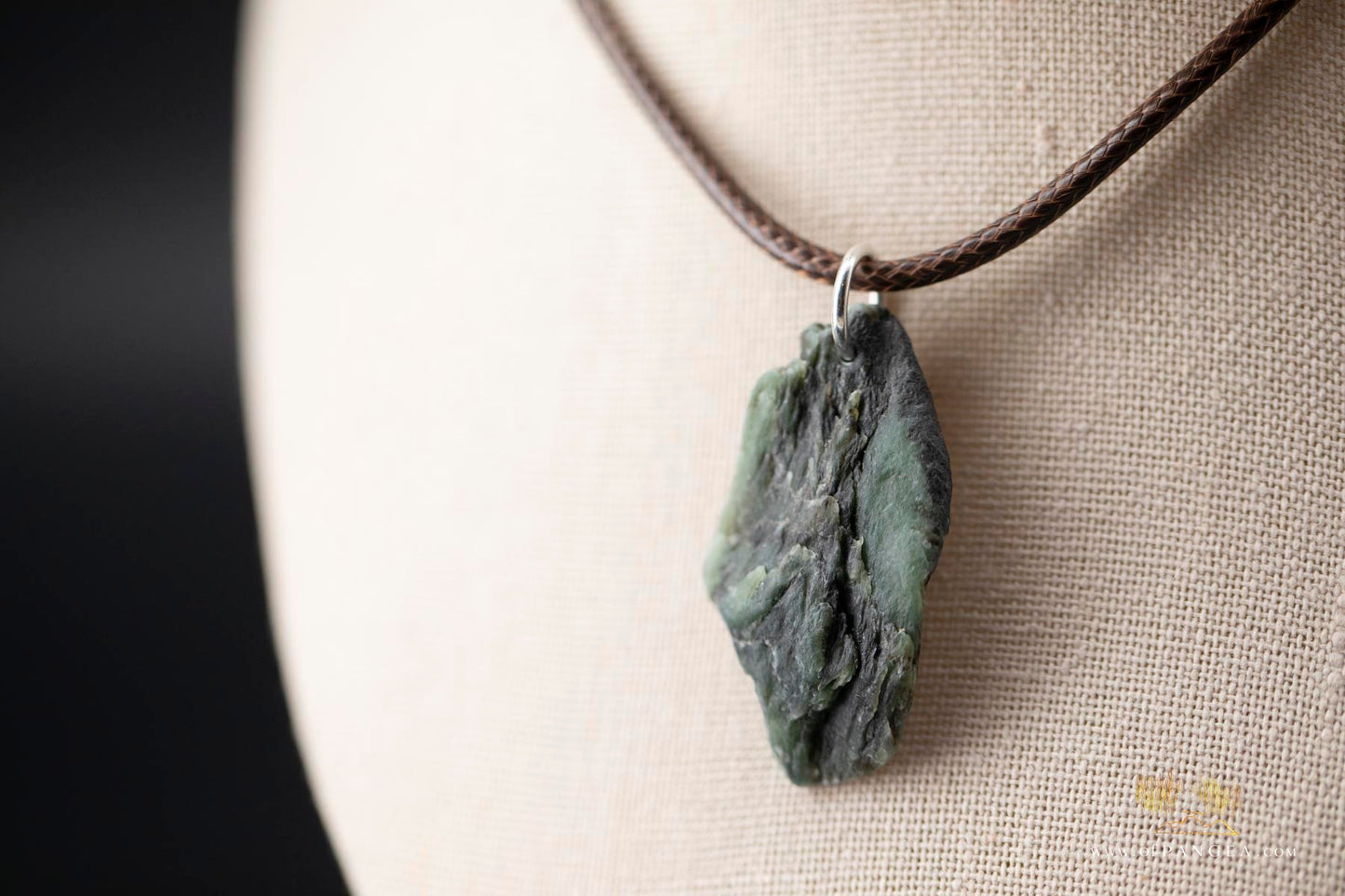Big Sur Jade Pebble Necklace - Italian leather and Sterling Silver || JF663