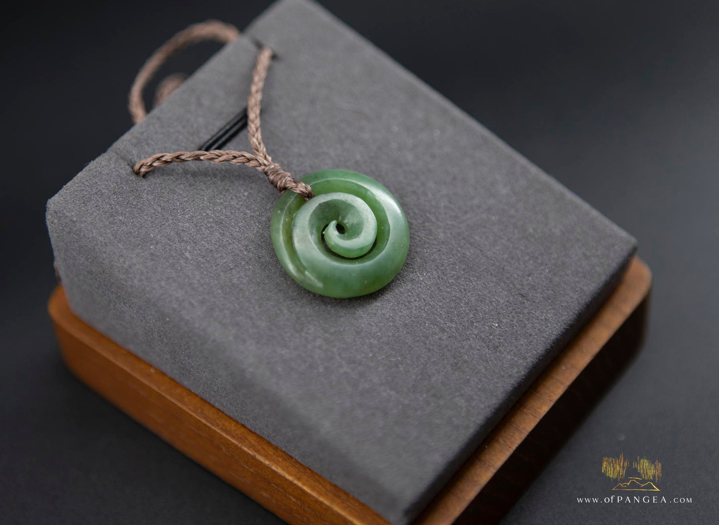 Koru Spiral carved from Wyoming Green Apple Nephrite Jade - Necklace || JF681