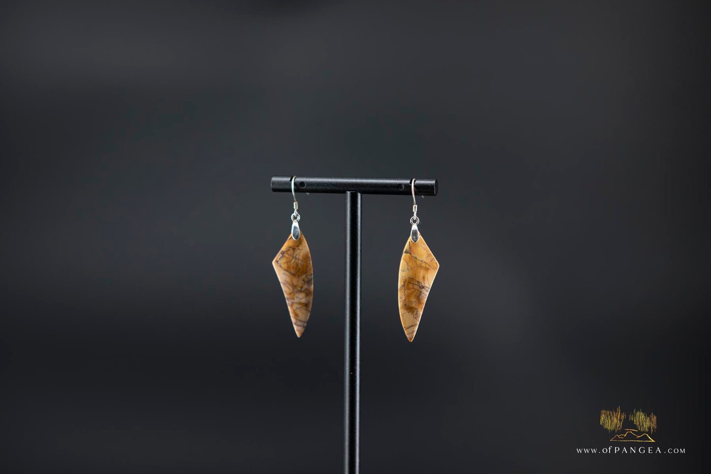 Picasso Jasper 'wing' earrings (Red Creek) - Sterling Silver