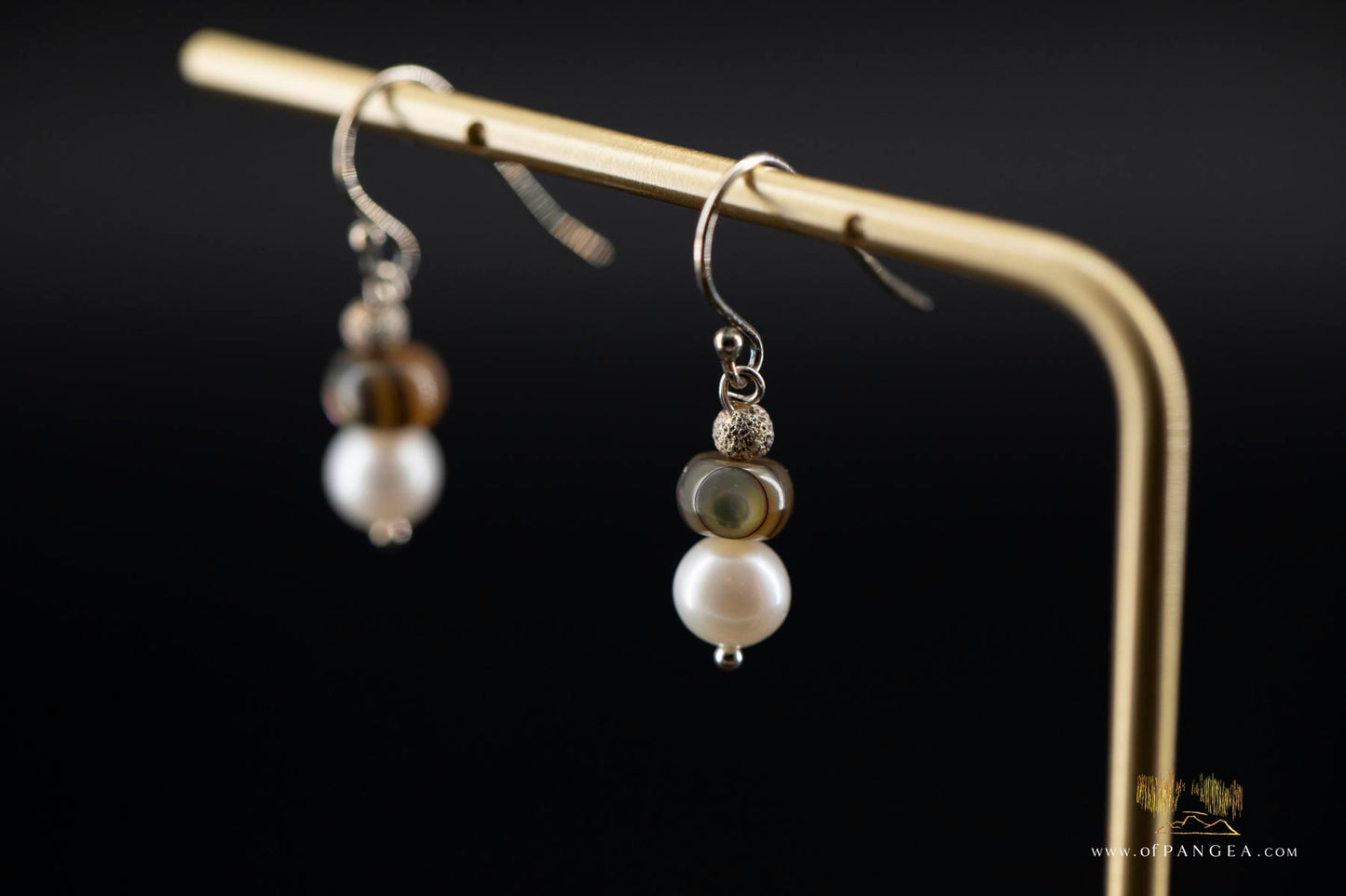 Cascade - AAA Pearl, Abalone bead Earrings - sterling silver || JF807