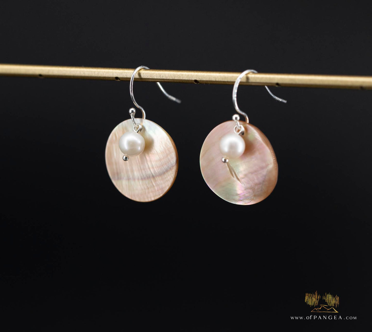 Pteria Penguin Shell Earrings - 20mm Round Disc AAA Pearl sterling silver