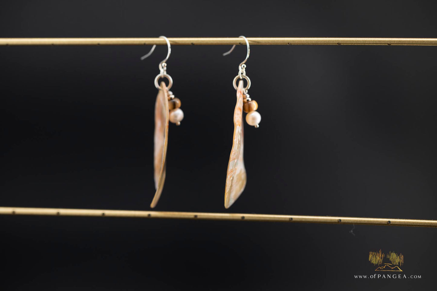 Red Abalone Oval (Mother of Pearl) Earrings - AAA Pearl, Abalone bead, sterling silver