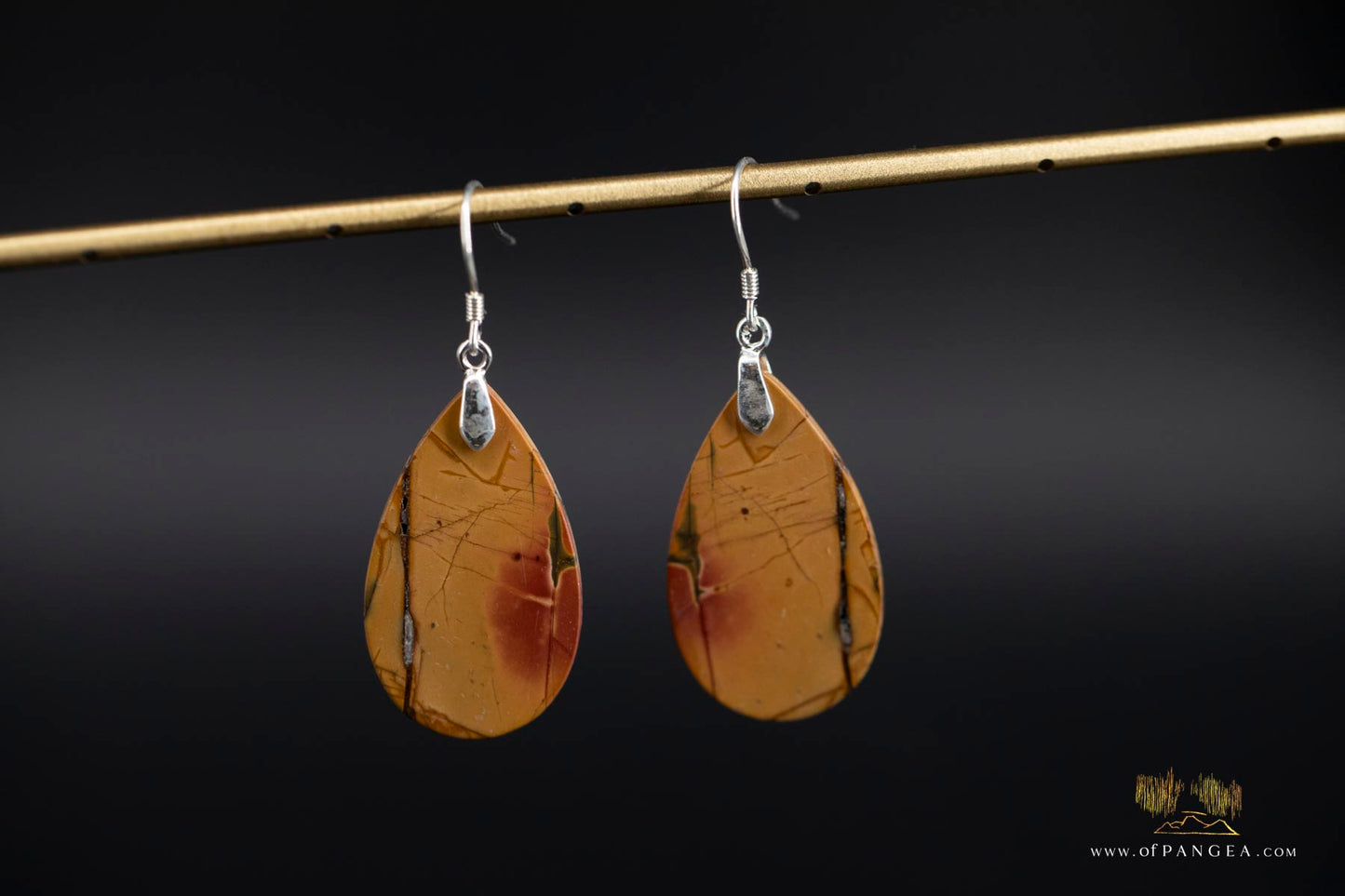 Picasso Jasper Large teardrop earrings (Red Creek) - Sterling Silver