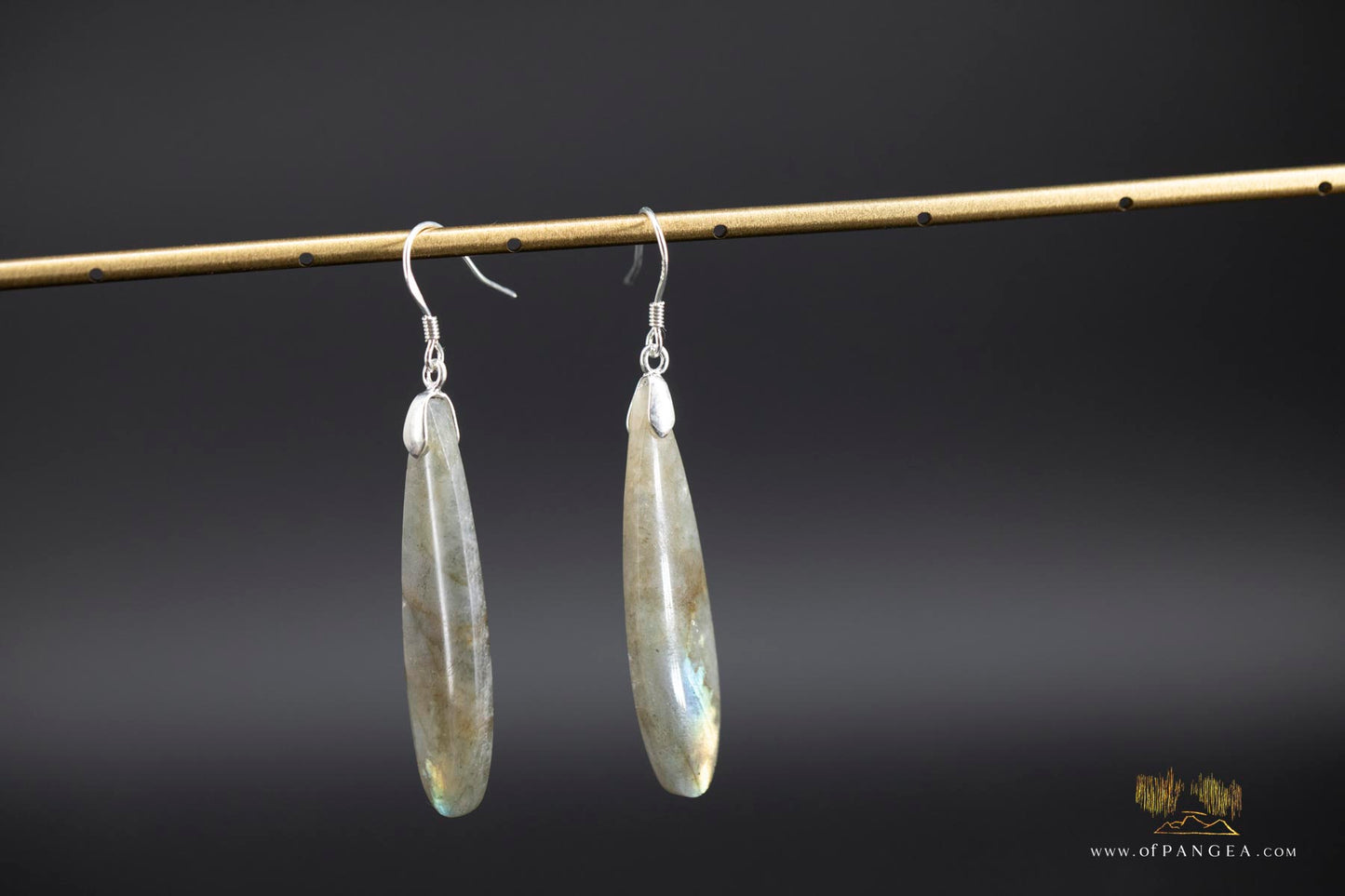 Pale Rainbow Labradorite teardrop earrings - Sterling Silver