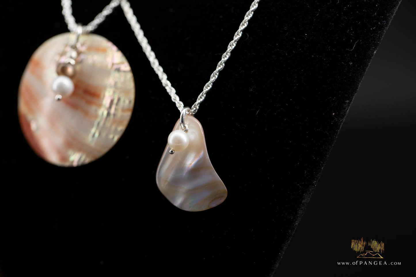 Mother of Pearl freeform Necklace - AAA Pearl 1.35mm italian sterling silver rope chain 18inch || JF888