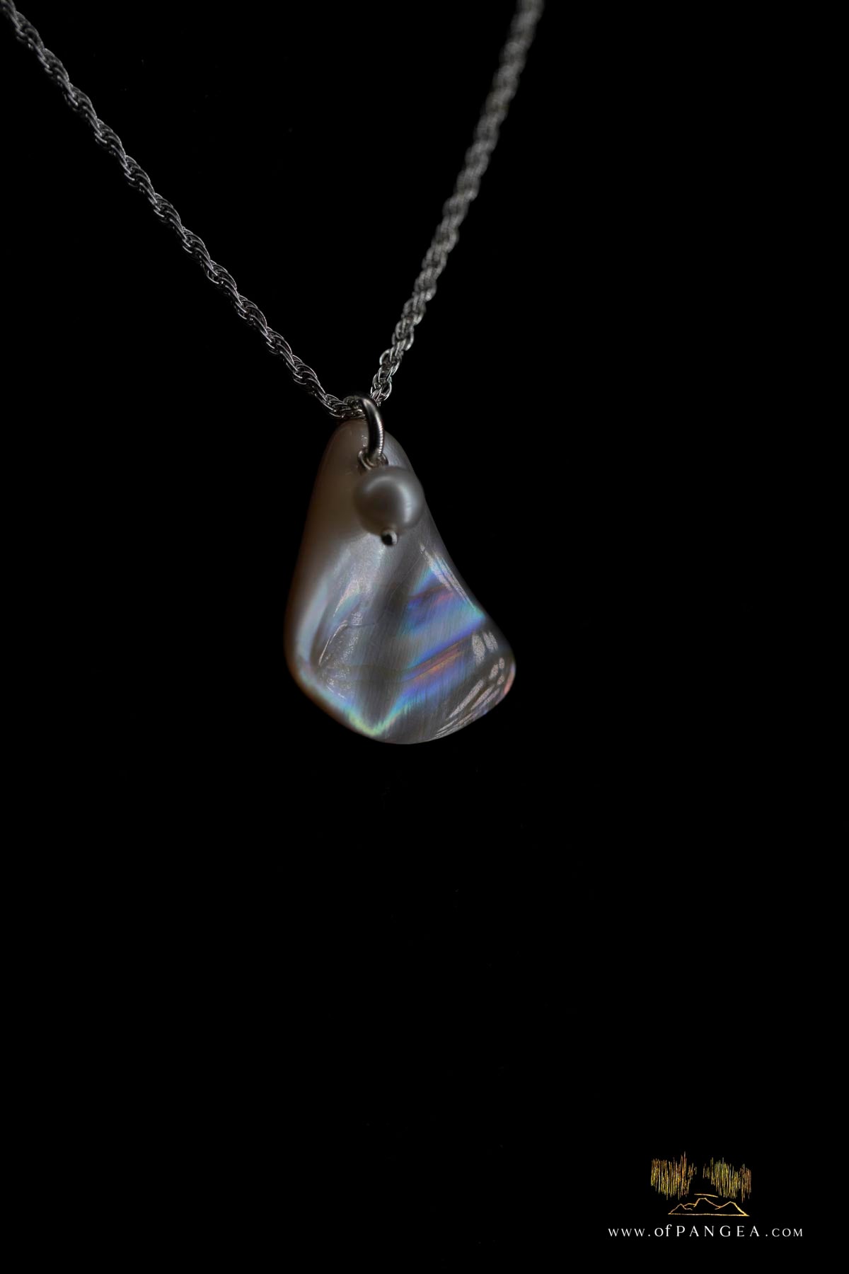 Mother of Pearl freeform Necklace - AAA Pearl 1.35mm italian sterling silver rope chain 18inch || JF888