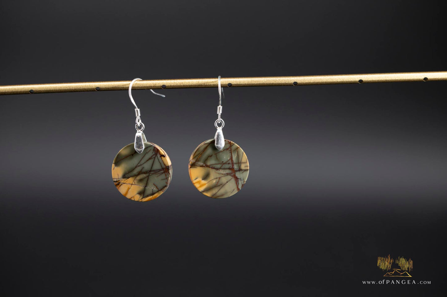 Picasso Jasper discus earrings (Red Creek) - Sterling Silver