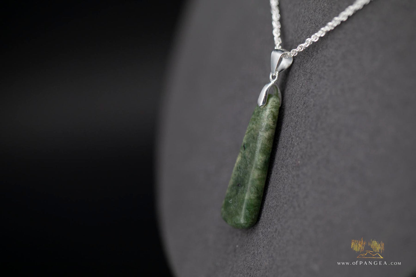 British Columbian Green Flower Nephrite Jade Necklace - Italian sterling silver rope chain || JF904