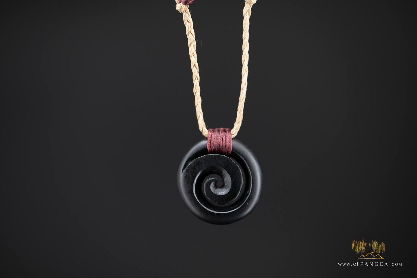 Koru Spiral carved from Wyoming Black Nephrite Jade - Necklace || JF937