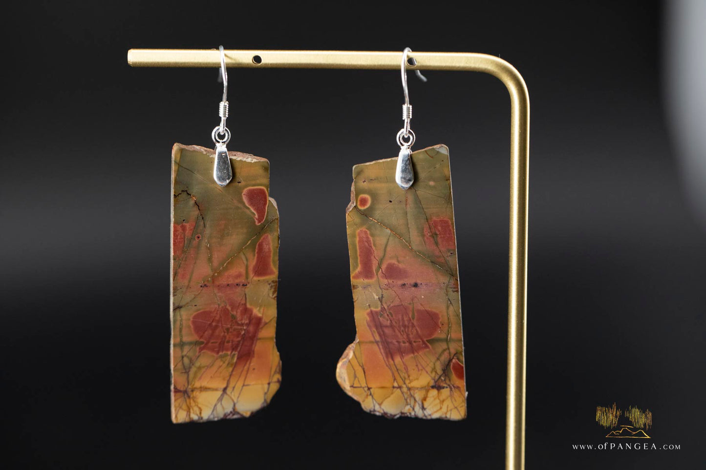 Picasso Jasper freeform earrings (Red Creek) - Sterling Silver || JF949