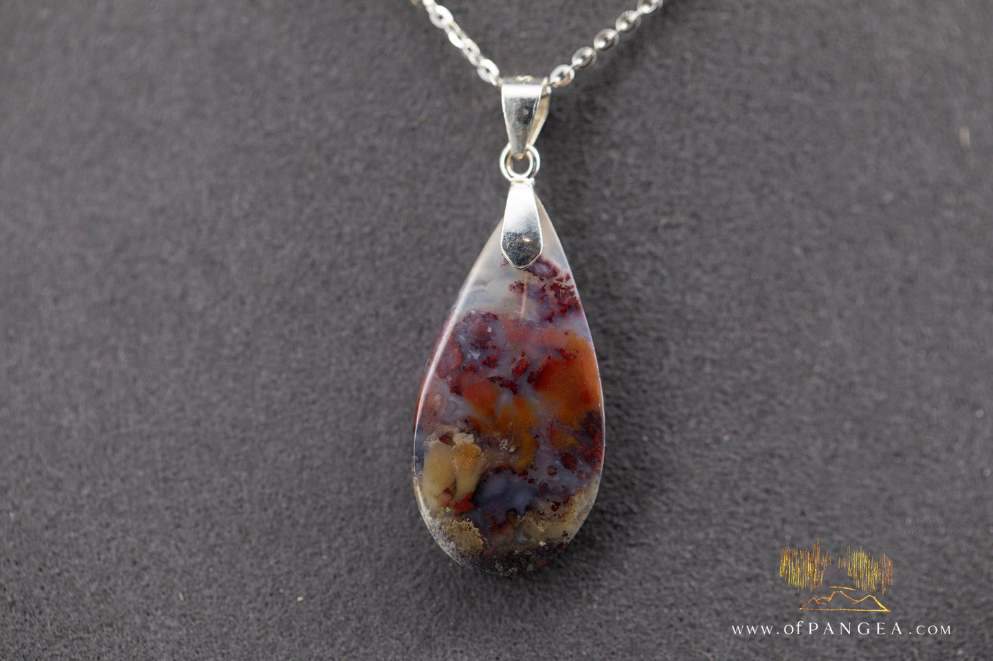 Moss Agate Pendant - Necklace sterling silver || JF983