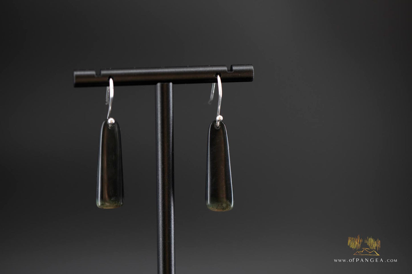 Tangiwai Pounamu Drop Earrings - Sterling Silver || JF474