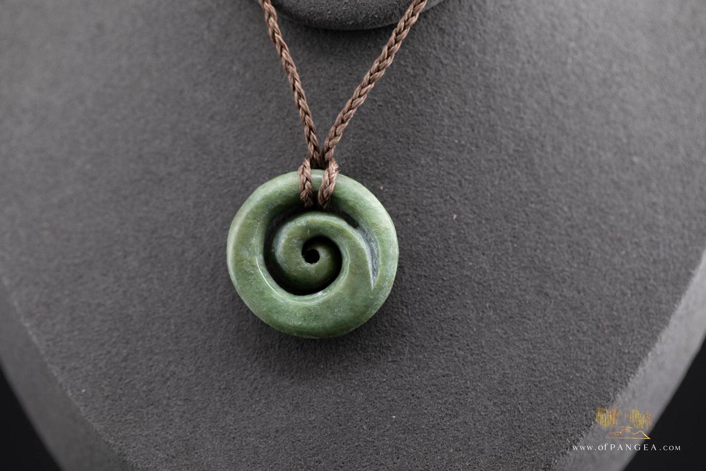 Koru Spiral carved from Kawakawa Pounamu Nephrite Jade - Necklace
