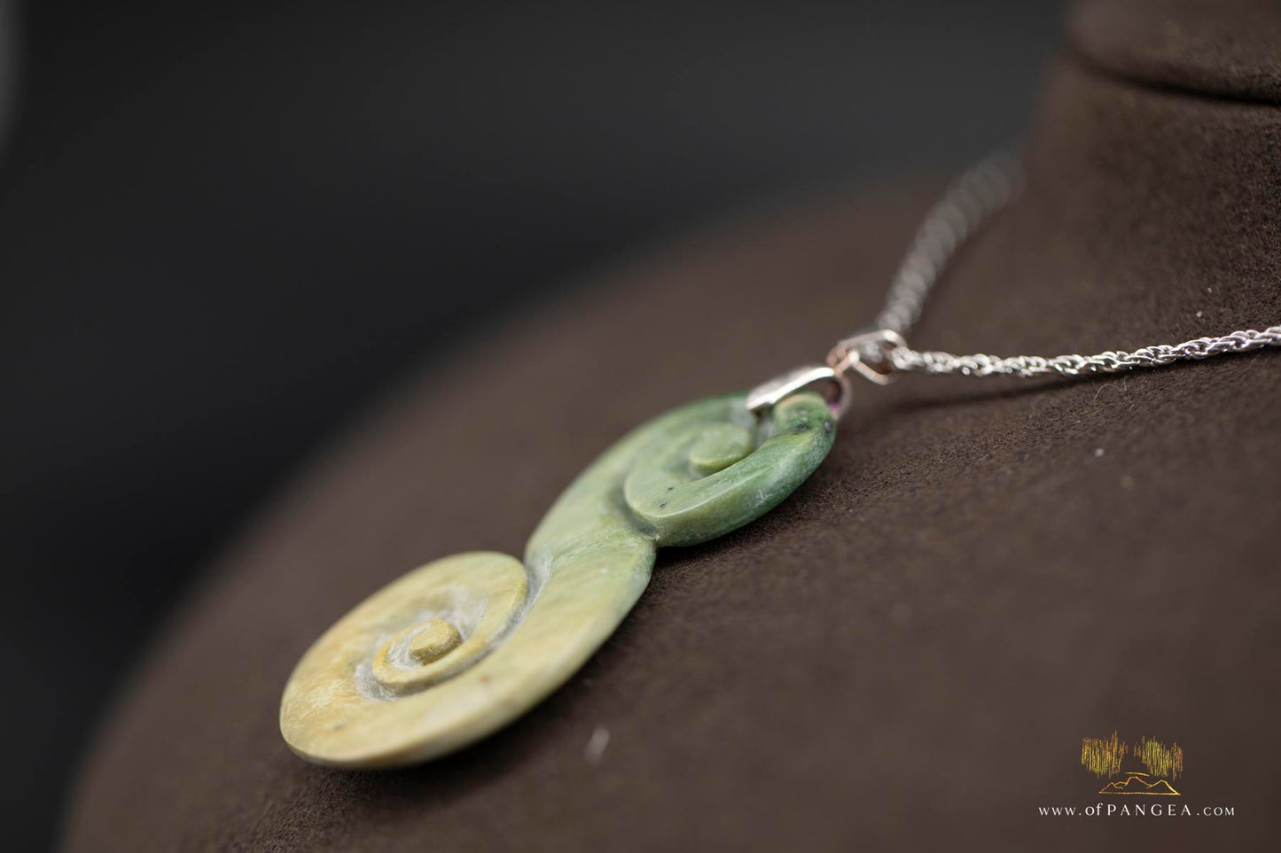 Koru carved from Raukaraka Pounamu Nephrite Jade - Italian Sterling Silver Necklace