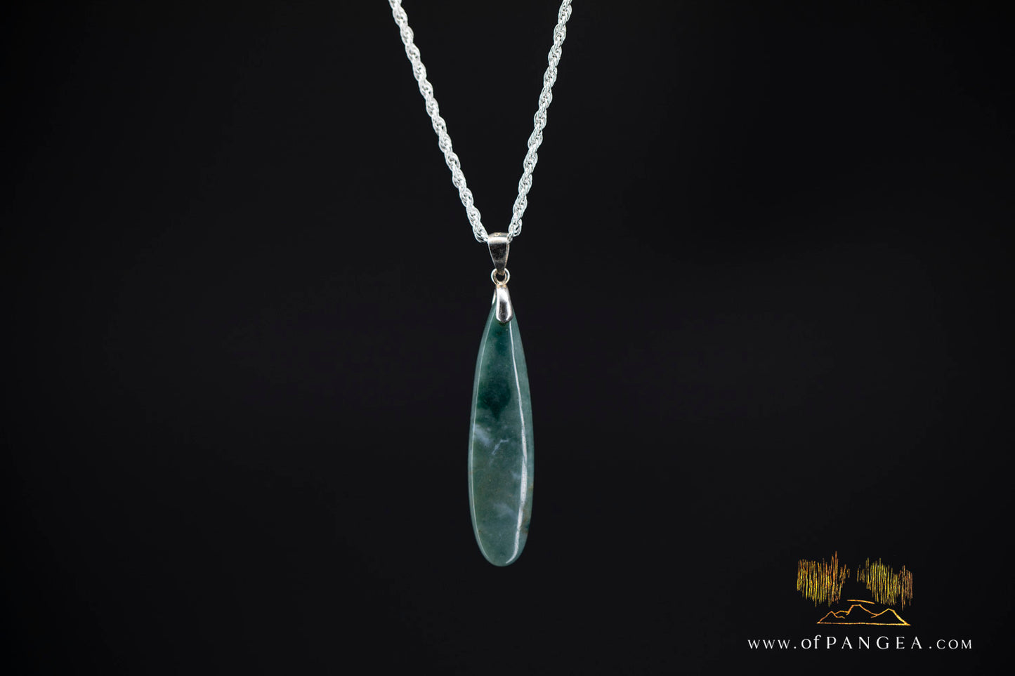 Green Mountain Chinese Jade Teardrop Earrings - Italian Sterling Silver