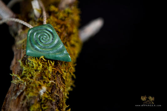 Hei Toki necklace surface Koru- Nephrite Jade - Kawakawa Pounamu - New Zealand