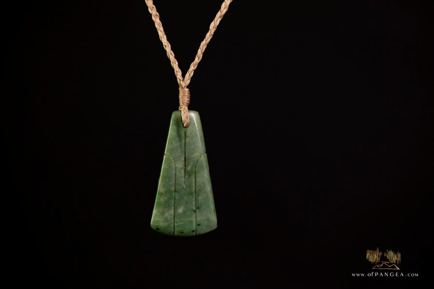 Hei Toki necklace - Nephrite Jade and Dinosaur gembone toggle - Kawakawa Pounamu - New Zealand