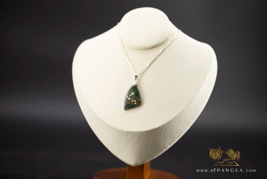 Ocean Jasper Drop Pendant and Italian Sterling Silver Chain || JF1054