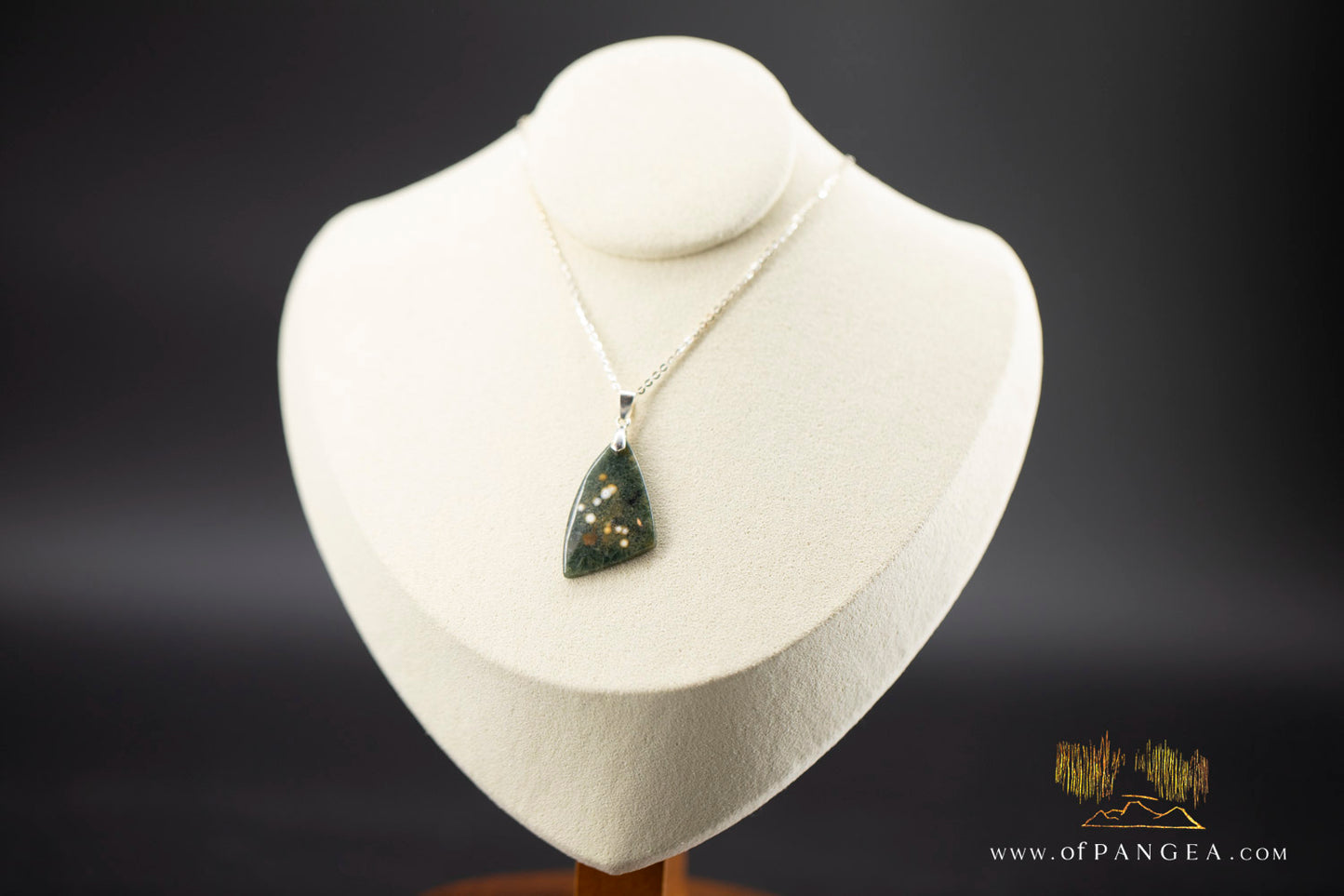 Ocean Jasper Drop Pendant and Italian Sterling Silver Chain || JF1054