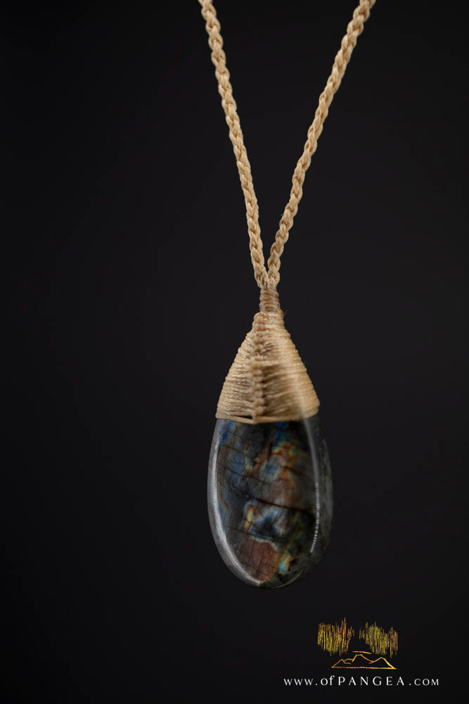 Labradorite Flash tear drop bound pendant and necklace  || JF1067