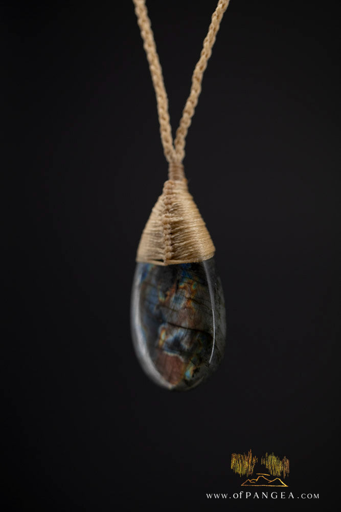 Labradorite Flash tear drop bound pendant and necklace  || JF1067