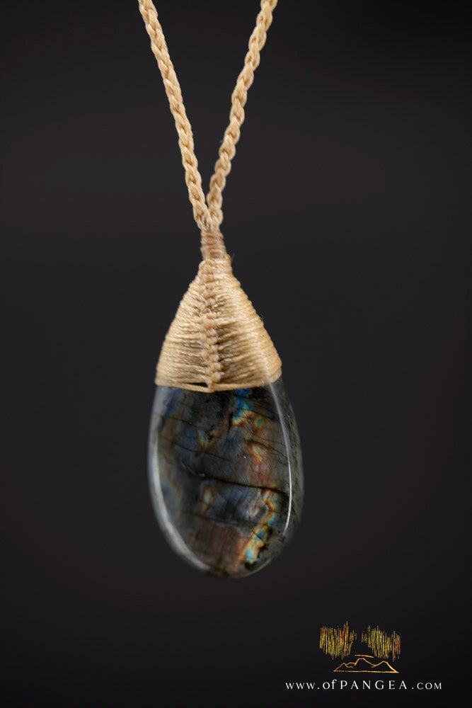 Labradorite Flash tear drop bound pendant and necklace  || JF1067