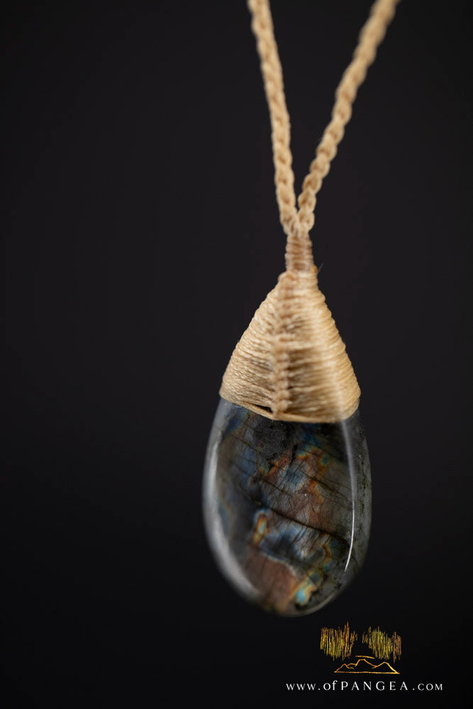 Labradorite Flash tear drop bound pendant and necklace  || JF1067