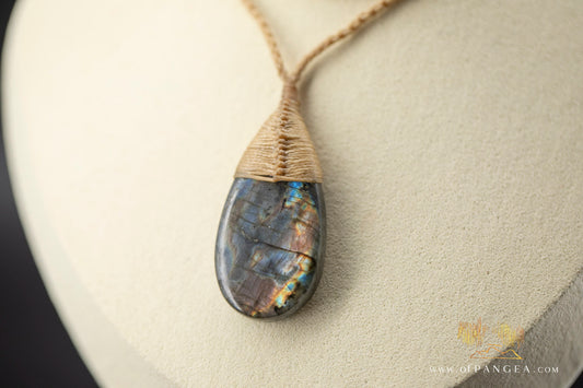 Labradorite Flash tear drop bound pendant and necklace  || JF1067