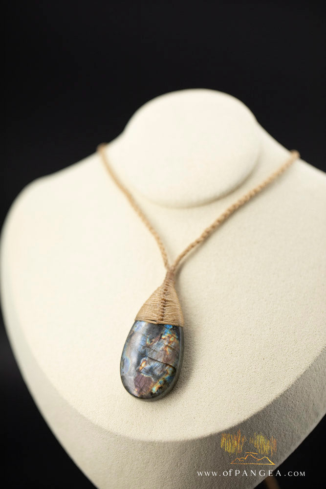 Labradorite Flash tear drop bound pendant and necklace  || JF1067