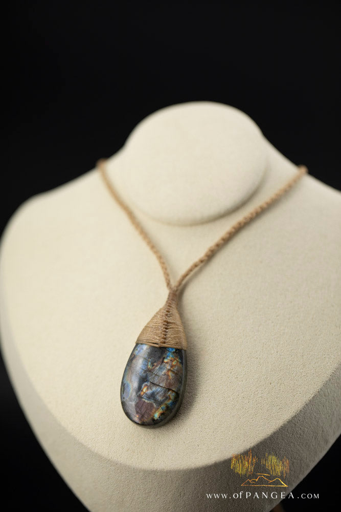 Labradorite Flash tear drop bound pendant and necklace  || JF1067