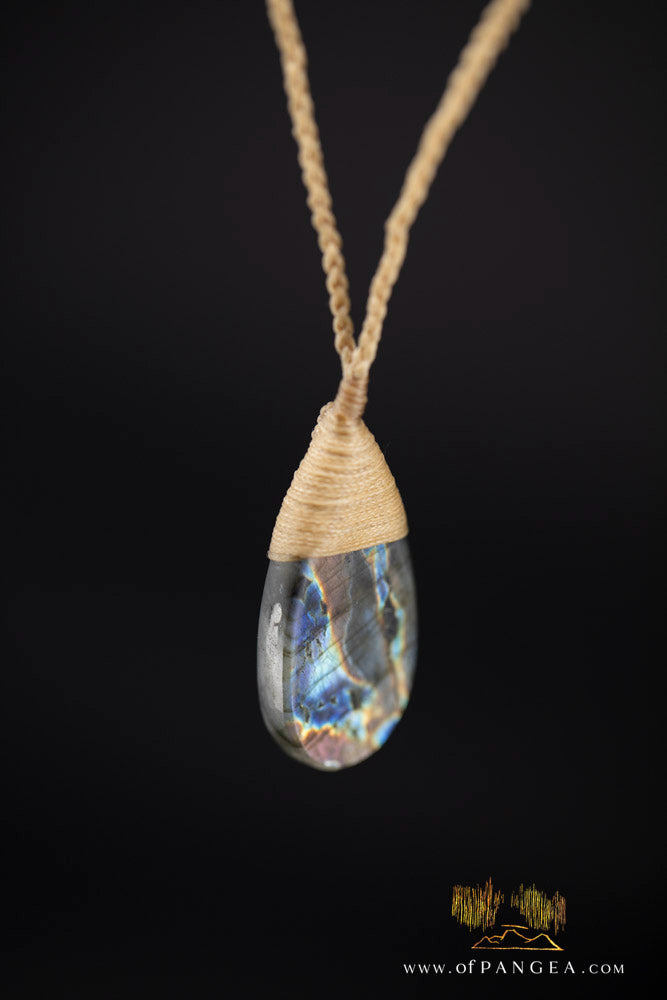 Labradorite Flash tear drop bound pendant and necklace  || JF1067