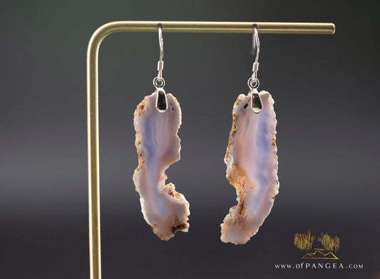 Lavender agate slice earrings - sterling silver  || JF1096
