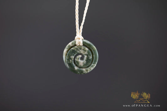 Koru Spiral carved from Wyoming Cherry Blossom Nephrite Jade - Necklace || JF1124