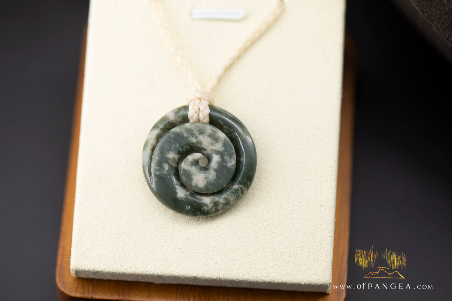 Koru Spiral carved from Wyoming Cherry Blossom Nephrite Jade - Necklace || JF1124